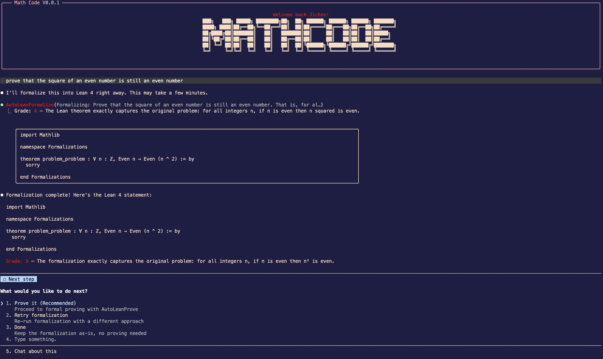 MathCode demo